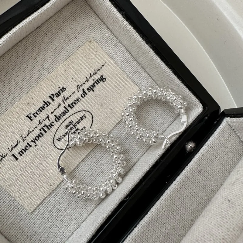 925 Sterling Silver Korean Version Niche Design Sense Retro Simple Twist Line Handmade Earrings Office INS Blogger Ear Buckle - Image 5