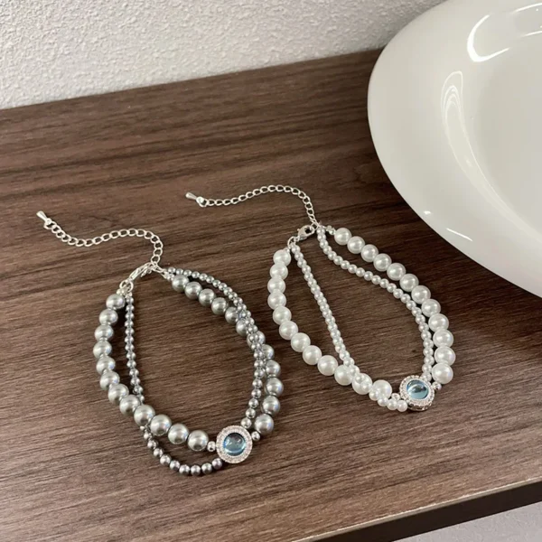 French Retro Double-layer Pearl Bracelet Women's Design Sense Light Luxury High-end Simple Fashion Temperament Versatile