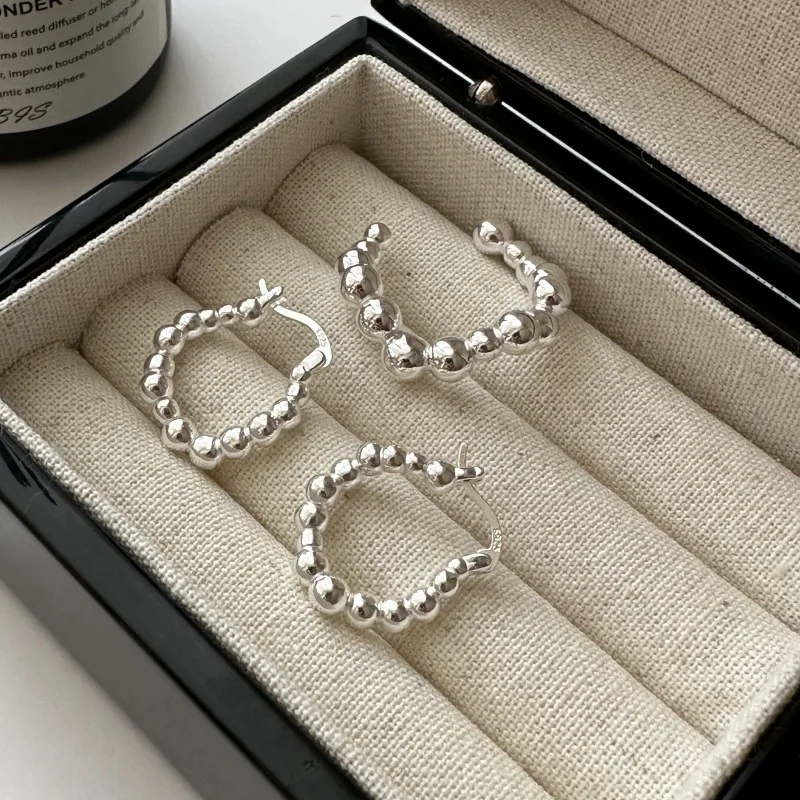 S925 Sterling Silver Niche Design Sense Retro Simple Bead Ring Korean Style Simple Fashionable Ring Wholesale 44JZ32 - Image 4