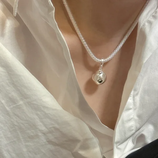 S925 Sterling Silver Korean Version Niche Design Sense Hollow Corn Ball Necklace Korean Style Fashion Texture Collarbone Chain