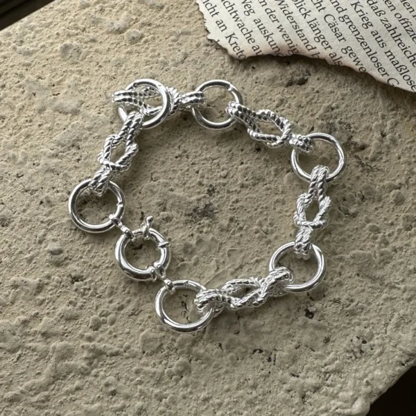 S925 Sterling Silver Gift Niche Design Sense Knotted Circle Retro Bracelet Fashion Hand Jewelry Wholesale Website
