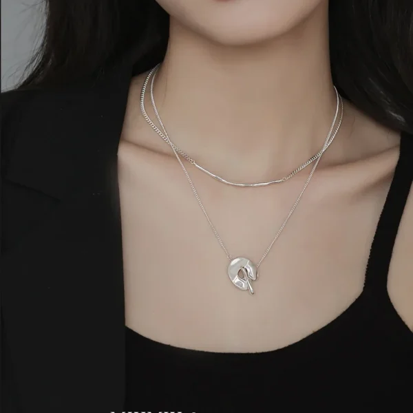 High Definition Full Body 925 Sterling Silver Light Luxury Sweet Cool Japanese Style Double Layer Necklace Sweater Chain