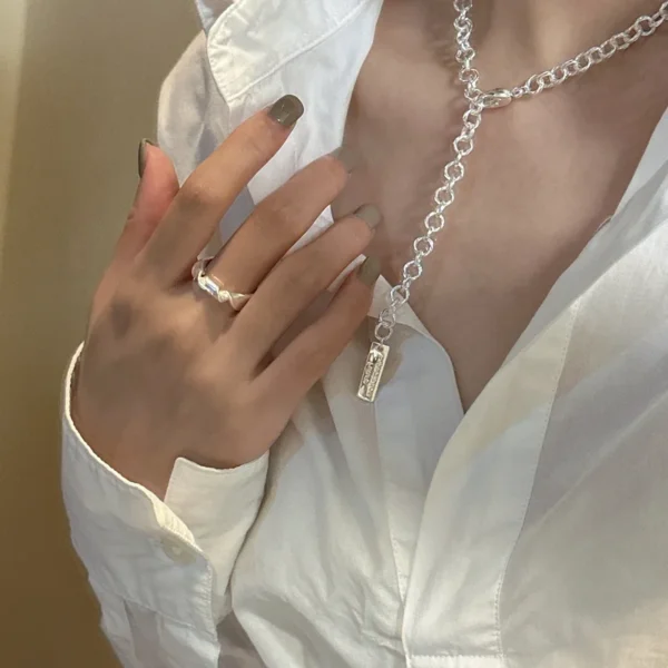 S925 Sterling Silver Korean Version Niche Design Circle Flash Necklace Korean Style Simple Blogger's Main Ring