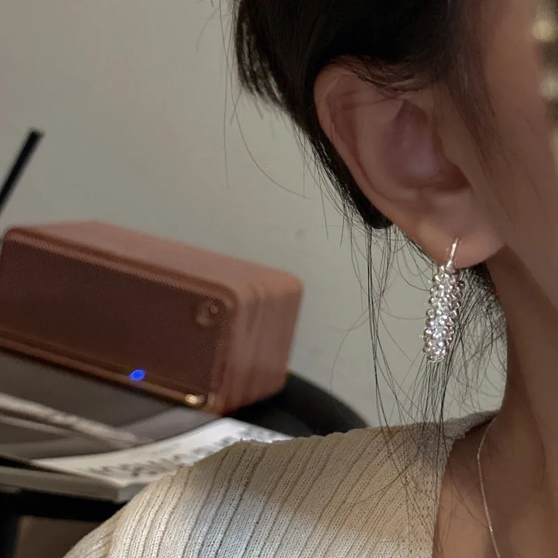 925 Sterling Silver Korean Version Niche Design Sense Retro Simple Twist Line Handmade Earrings Office INS Blogger Ear Buckle - Image 3