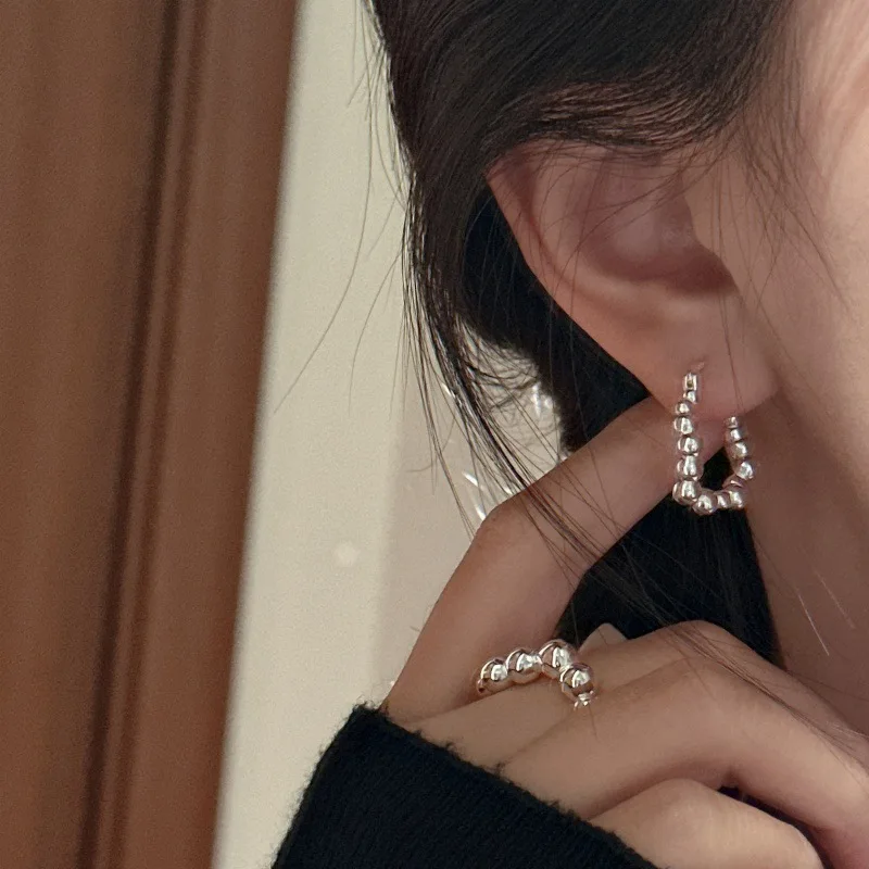 S925 Sterling Silver Niche Design Sense Retro Simple Bead Ring Korean Style Simple Fashionable Ring Wholesale 44JZ32 - Image 3