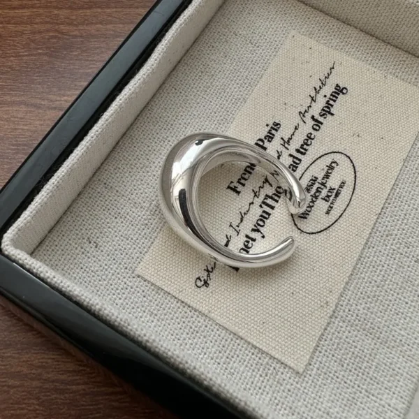 S925 Sterling Silver Korean Version of Niche Design Basic Smooth Ring Fashion Simple Personality Ring