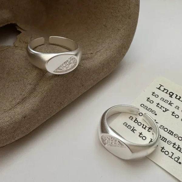 S925 Sterling Silver Korean Version Niche Design Sense Matte Texture Sense Personalized Ring Simple Ring 42JZ14