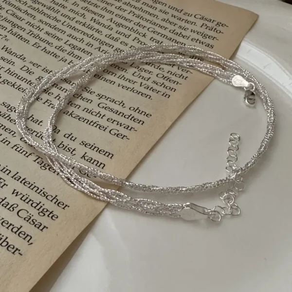 S925 Sterling Silver Original Design Sense Woven Lace Necklace Italy Imported Fashion Flash Collarbone Chain