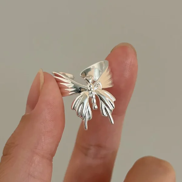 S925 Sterling Silver Butterfly Ring Women's 2025 New Korean Version Design Sense Simple Fashion Ring High Sense Tide