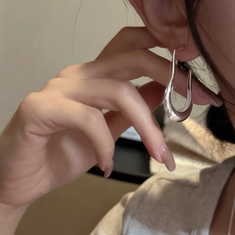 S925 Sterling Silver Korean Version Niche Design Sense Fashion Heavy Industry Retro Earrings Korean Simple Commuter Ear Jewelry - Image 2