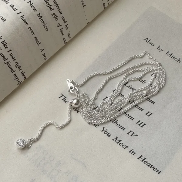 S925 Silver Spanish Niche Design Sense Round Chopin Retro Simple Necklace Fashion Personality Single Zircon Collarbone Chain