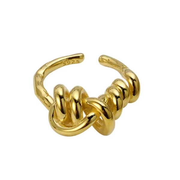 S925 Sterling Silver Multi-layer Irregular Lines Winding Japanese Light Luxury Ring Women's Fashion Used 18K Gold Food Wholesale