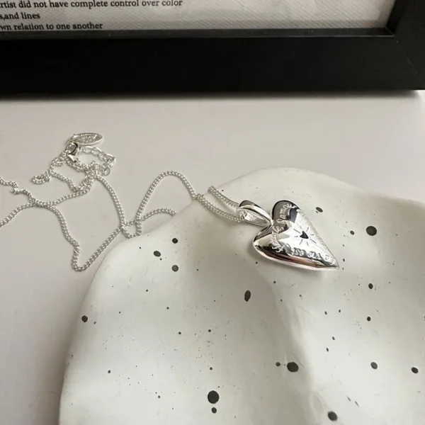 S925 Sterling Silver English Letter Love Necklace Japan Ins Blogger Wind Niche Design Personality Heart-shaped Clavicle Chain