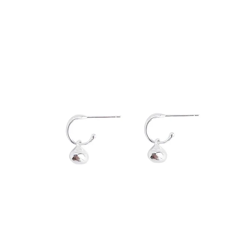 Real Sweet S925 Sterling Silver Special-shaped Earrings, Water Droplets Small Silver BeansPendant Stud Earrings for Women - Image 3