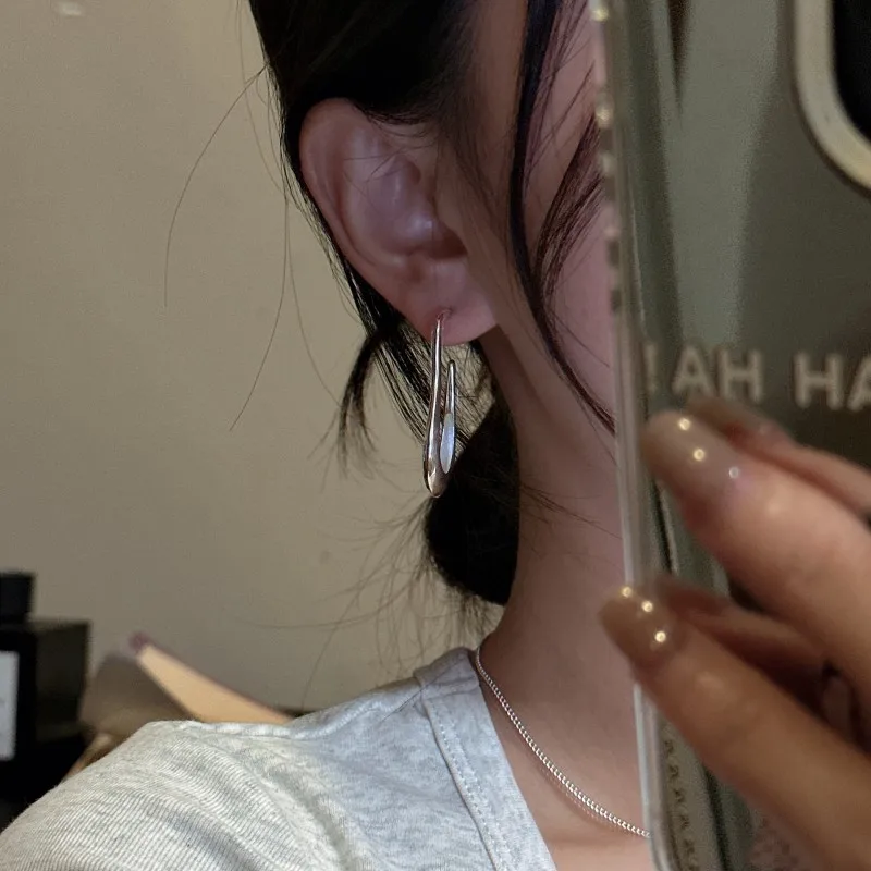 S925 Sterling Silver Korean Version Niche Design Sense Fashion Heavy Industry Retro Earrings Korean Simple Commuter Ear Jewelry - Image 4