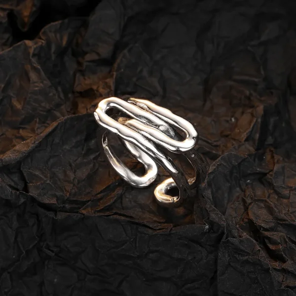 S925 Real Sterling Silver Fashion Personality Retro Twist Edge Opening Ring Wholesale Jewelry for Women