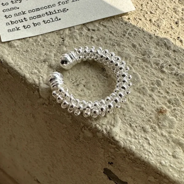 S925 Sterling Silver Niche Design Sense Retro Winding Beaded Ring Korean Style Fashionable Personalized Ring Wholesale