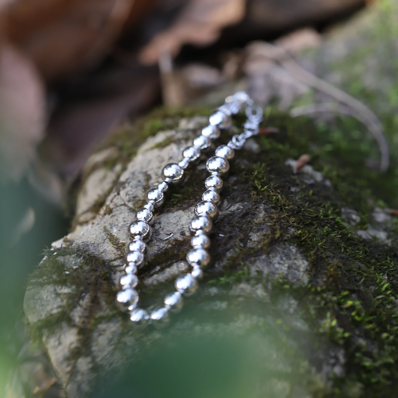 Korean version S925 pure silver girl temperament round bead silver bead personality trend versatile bracelet female bead