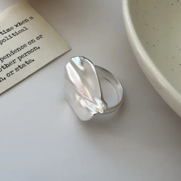 S925 Sterling Silver Original Niche Design Sense Texture Sense Flat Oval Matte Ring Jewelry Wholesale