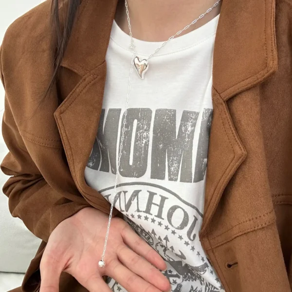 Love Necklace S925 Sterling Silver A Variety of Wearing Methods Long Pull-out Sweater Chain The Same Style in Korea New