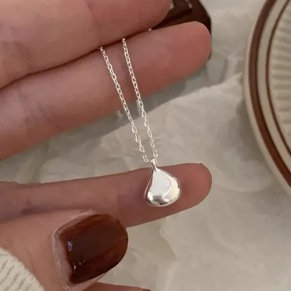 S925 Whole Body Sterling Silver Doudou Smooth Water Drop Necklace Ins Exquisite Women's Neck Jewelry Pendants