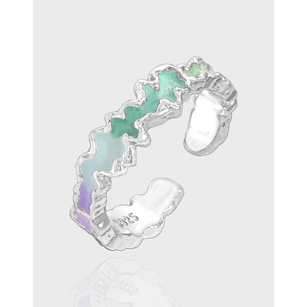 Original Niche Design Light Luxury Rainbow Candy Color Gradual Change S925 Sterling Silver Open Ring Epoxy JZ1798