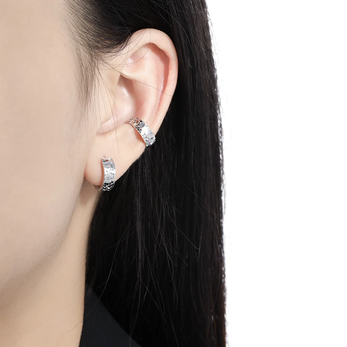 657 Car Flower Scales Ear Buckle Women's High Sense S925 Sterling Silver Ins Wind Niche Original Temperament Tremella Decoration - 画像 (3)