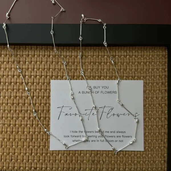 S925 Sterling Silver Korean Version Niche Design Sense Retro Bamboo Necklace Spanish Style Simple Collarbone Chain Wholesale