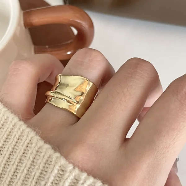 Europe United States 925 Sterling Silver Heavy Industry Wide Ring Jewelry Women Minimalist Women Design Ins Internet Celebrity