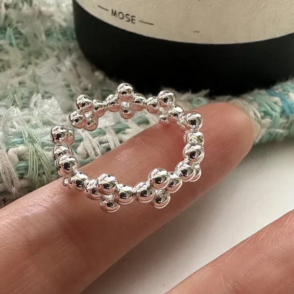 CHOZON S925 Sterling Silver Spanish Niche Design Sense Design Sense Round Bead Simple Ring Japanese Blogger Retro