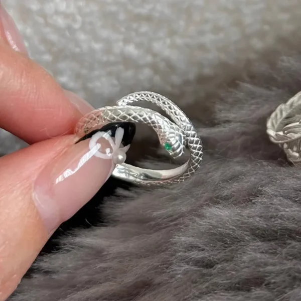 S999 Foot Silver Small Snake Ring Female Ins Niche Design Advanced Sense Heavy Industry Small Shape Open Ring