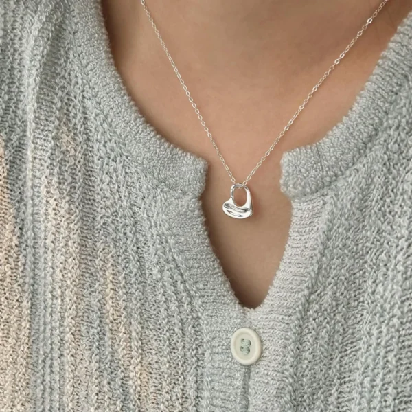 CHOZON Real 100% S925 Sterling Silver Love Lock Necklace Simple Temperament Ins Gift Internet Celebrity Necklace