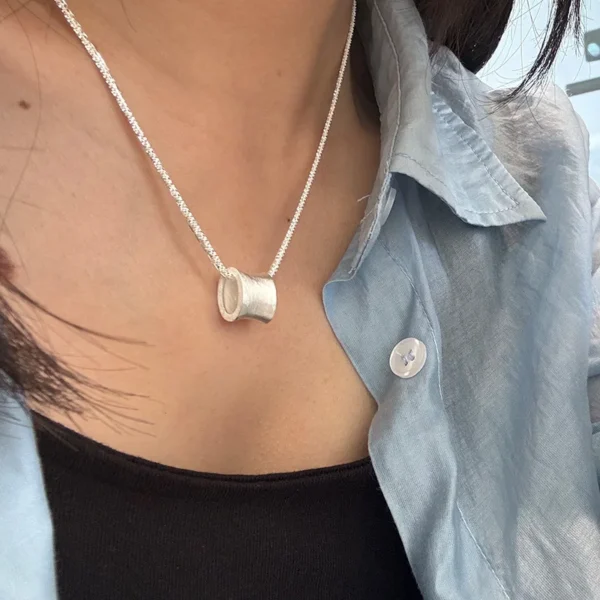 925 Sterling Silver Matte Brushed Small Waist Double-layer Necklace Women's Light Luxury Personality Gypsy Collarbone Chain