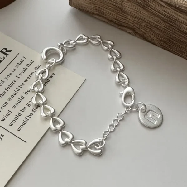 S925 Sterling Silver Korean Version Niche Design Sense Heavy Industry Matte Texture Bracelet Retro Fashion Hand Jewelry