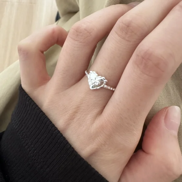 925 Sterling Silver Love Bow Ring Female Simple Sweet Celebrity Temperament Opening Design 5647B