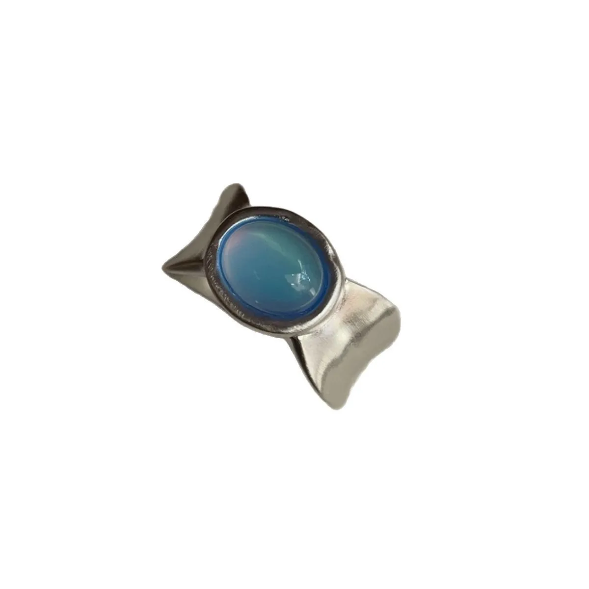 S925 Silver Brushed Matte Satin Inlaid Oval Natural Stone Open Ring Cold and Advanced Heavy Industry Texture - Image 5