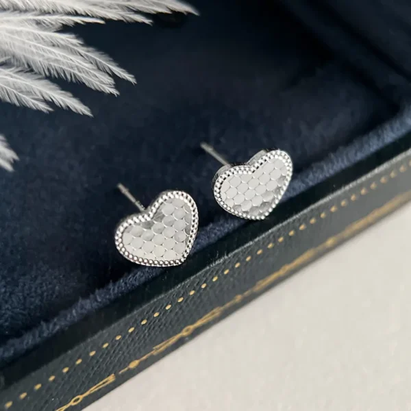 925 Sterling Silver Crushed Ice Love Stud Earrings Women's Simple Niche Design Light Luxury Exquisite Basic Earrings 8374B