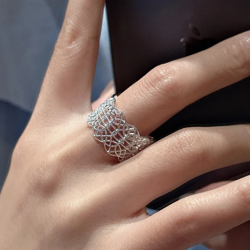 S925 Sterling Silver French Niche Design Sense Simple Texture Ring Japanese Style Fashion Court Lace Ring Wholesale - Image 2