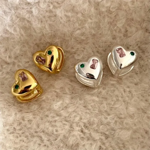 CHOZON Real 100% s925 sterling silver stud earrings female zircon love simple fashion ins wind ear buckle Wholesale Factory