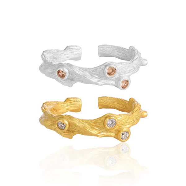 878 Irregular Texture Diamond Ring Women's Premium S925 Sterling Silver Niche Original Personality Open Ring