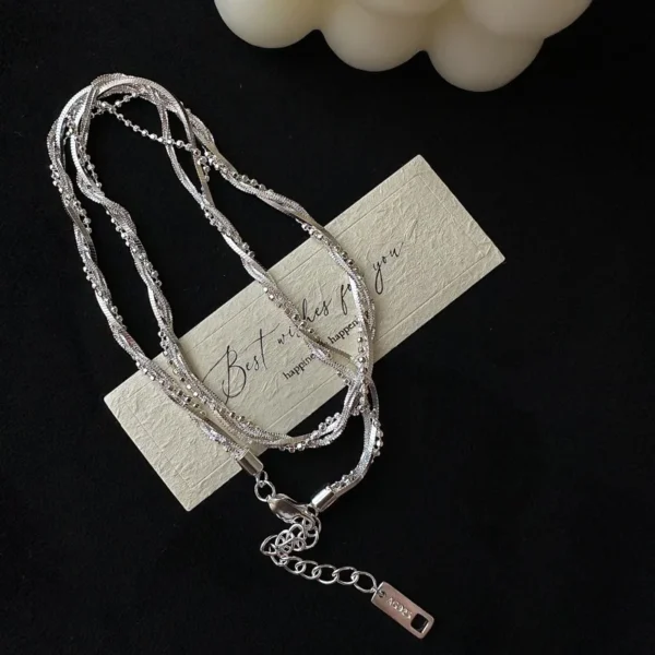 S925 Sterling Silver Niche Design Three Fashion Flash Collarbone Chain Korean Style Fashion Personalized Necklace Wholesale