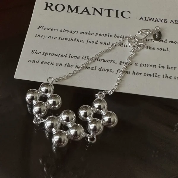S925 Sterling Silver European Niche Design Sense Retro Round Bead Bracelet Japanese Personality Simple First Jewelry Wholesale