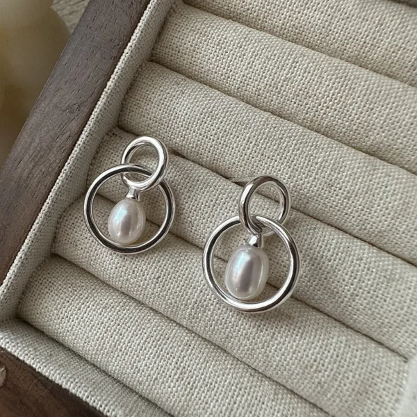 S925 Sterling Silver Korean Niche Design Sense Retro Water Drop Pearl Earrings Spanish Personalized Ear Jewelry Wholesale