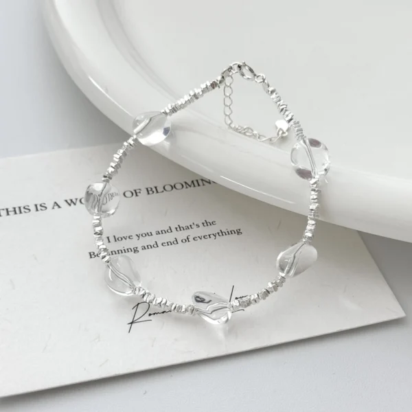 S925 silver Korean version design with type white crystal broken silver bracelet women's ins style niche cold feeling jewelry