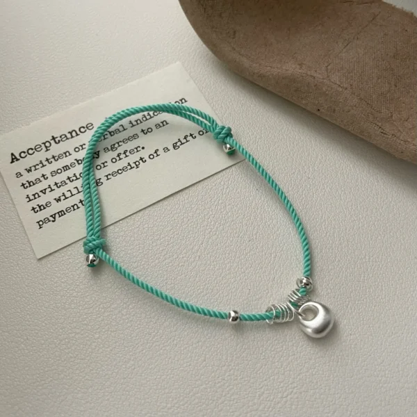 S925 sterling silver lucky bag silver lump rope bracelet women's light luxury niche exquisite high-end woven hand rope