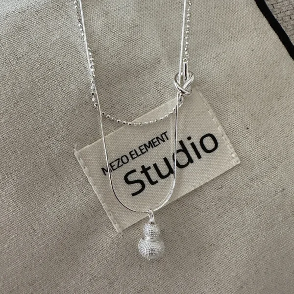 S925 Sterling Silver Korean Version Niche Design Sense Retro Gourd Double-layer Necklace Simple and Fashionable Collarbone Chain