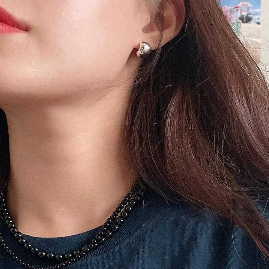 CHOZON Real 100% 925 Sterling Silver Curved Glossy Earrings Women's Simple Fashion Ins Earrings Wholesale Factory - 图片 5
