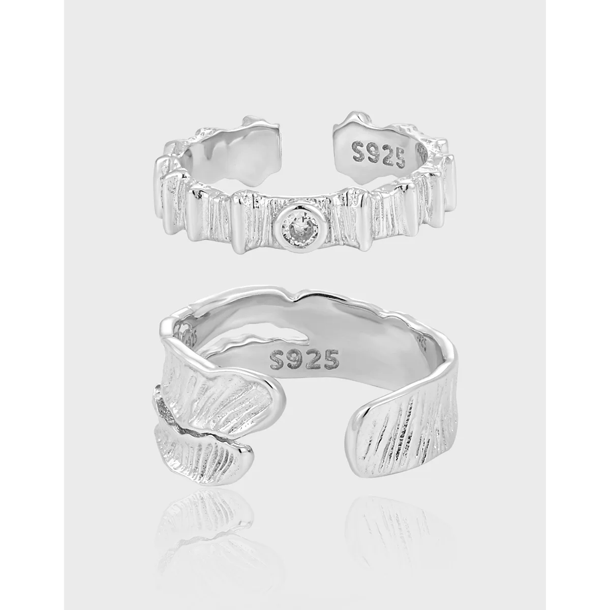 New Niche Personality Couple Ring Ins Cold Style Cool Texture Striped Diamond-set S925 Sterling Silver Ring