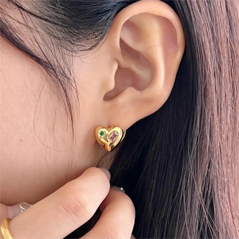 CHOZON Real 100% s925 sterling silver stud earrings female zircon love simple fashion ins wind ear buckle Wholesale Factory - 图片 5
