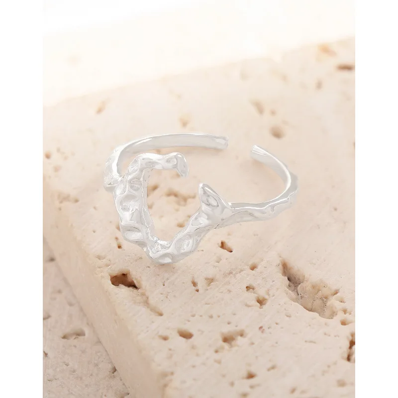 Korean Version Niche Light Luxury Original Design Versatile Bright Silver Weathering Erosion S925 Sterling Silver Women's Ring - Image 2